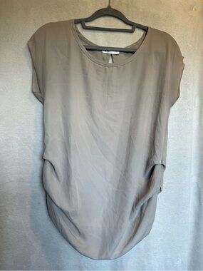 LoveCrazy Cap-Sleeve Blouse in Taupe